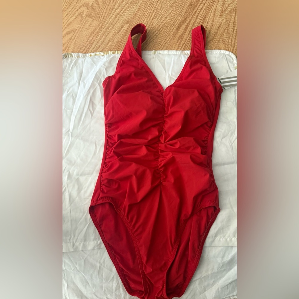 Karla Collecto Elegant Cherry Red One-Piece Swimsuit Size 12